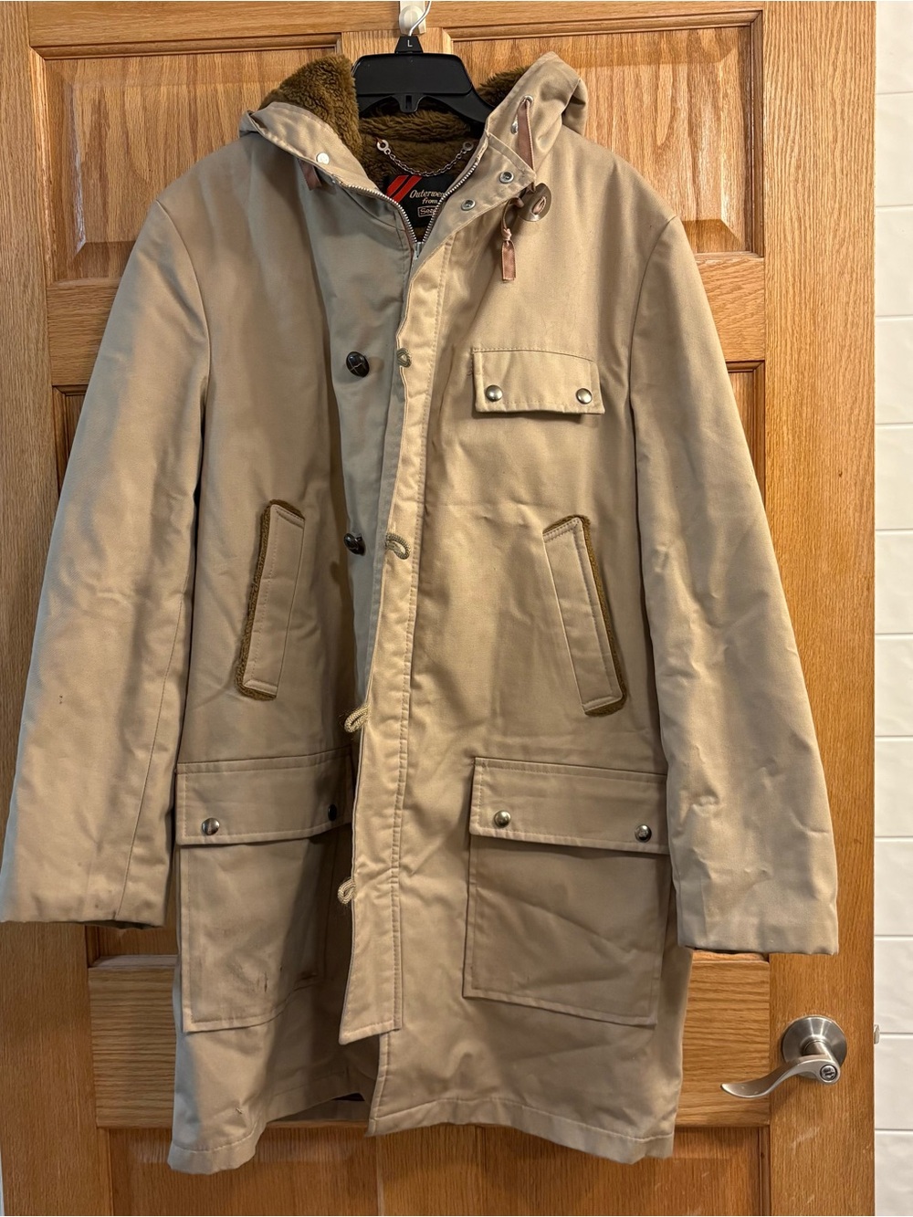 Vintage 70’s Sears Men’s Outerwear 44 44T Tall Khaki Winter Parka Jacket Coat
